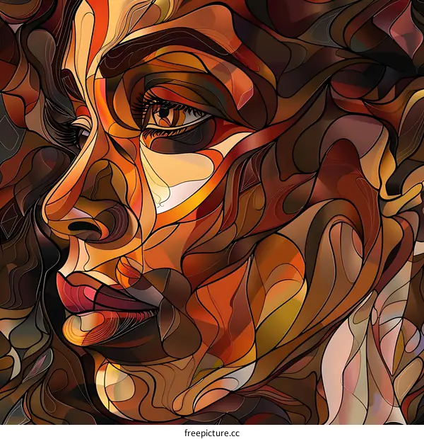 Abstract Portrait of Woman in Mosaic Style