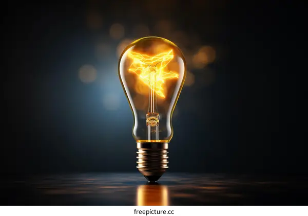 Glowing Light Bulb With Bright Idea Concept