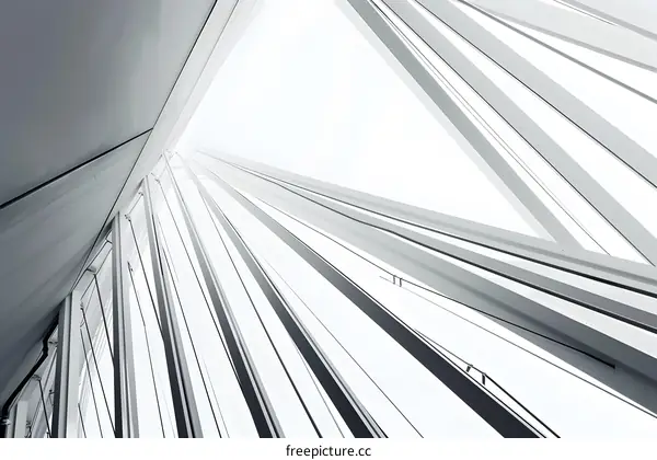 White Steel Beams  Pointing Upward