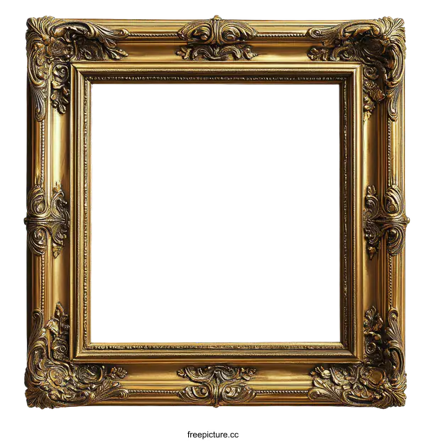 [Transparent Background PNG]Ornate Gold Picture Frame