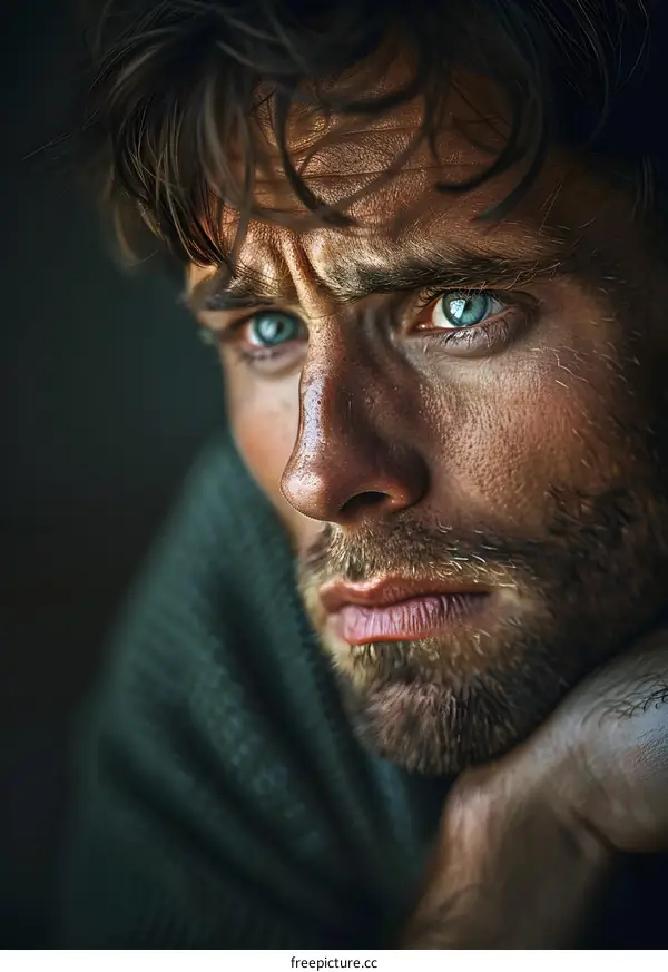 Portrait of a man with blue eyes