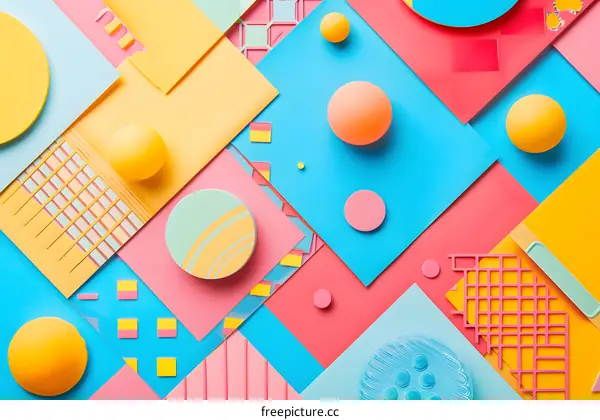 Abstract Background with Colorful Shapes and Geometric Patterns