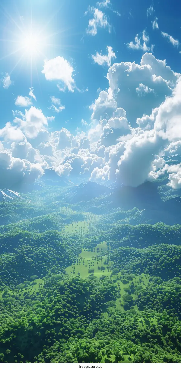 Beautiful Mountainous Landscape with Cloudy Sky