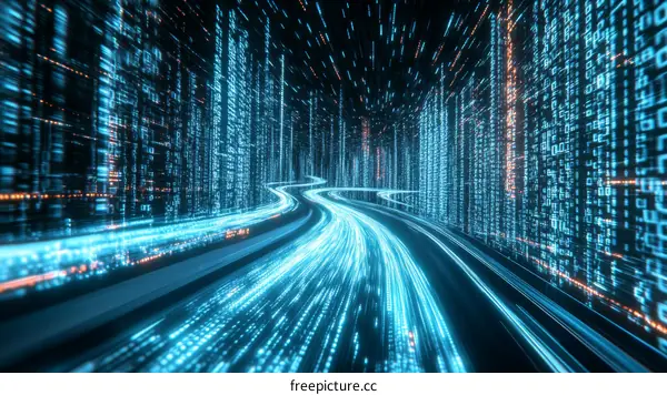 Digital Road Trip Through Binary Cityscape