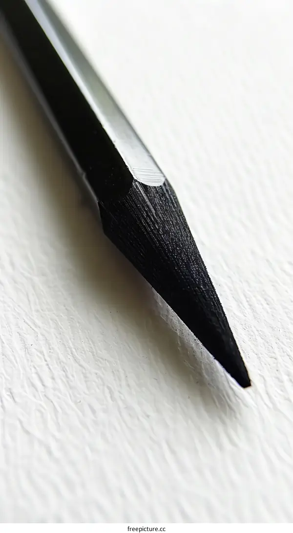 Black sharpened pencil on white paper