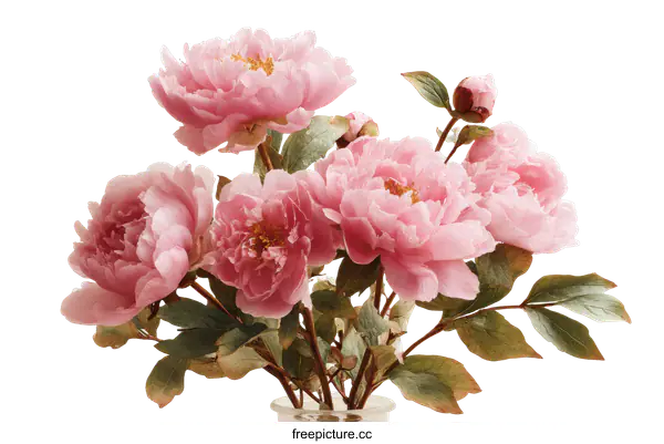 [Transparent Background PNG]A Bouquet of Delicate Pink Peonies