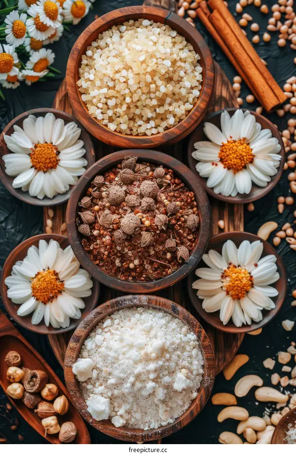 Nuts and Spices Assortment on a Wooden Table