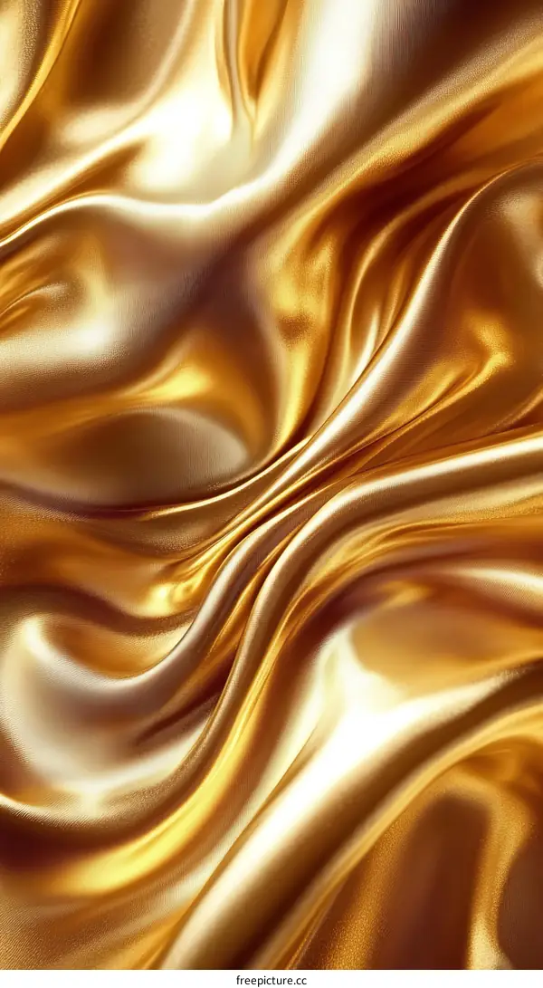 Golden Satin Fabric Texture Closeup