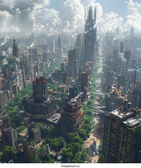 Futuristic Cityscape Aerial View