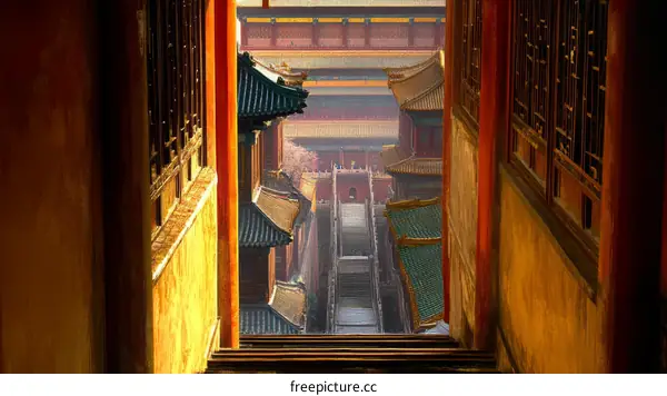 Ancient Chinese Palace Architecture Perspective View