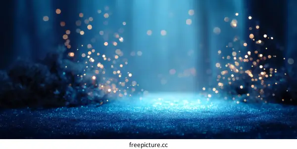Abstract Blue Glitter Background with Sparkling Light