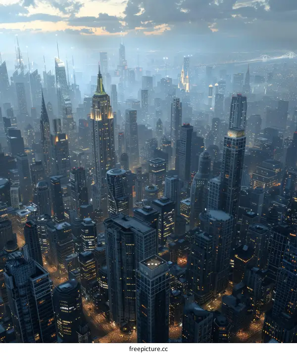 Glowing Metropolis: A Futuristic Cityscape