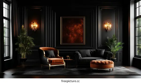 Dark Luxurious Interior Design Living Room