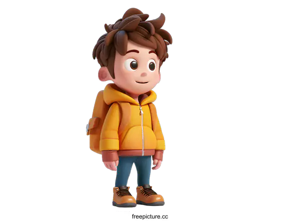 [Transparent Background PNG]3D Cartoon Boy Ready for Adventure