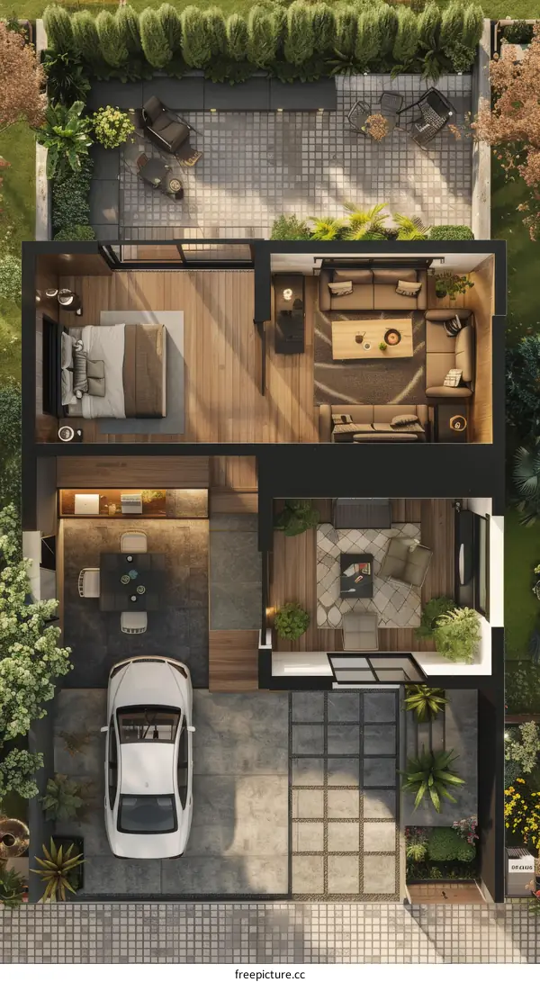 Top view of a modern house