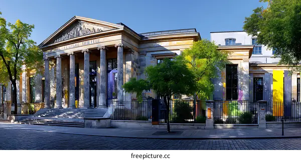 European Architecture Building Exterior with Lush Greenery