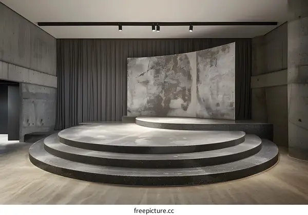 Modern Stage Design with Concrete Floor and Wall
