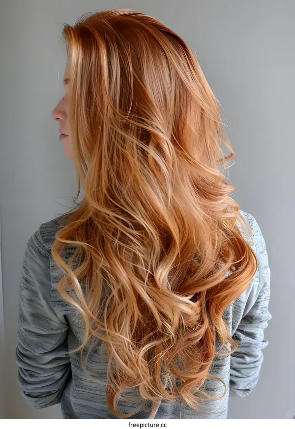 A woman with long red hair