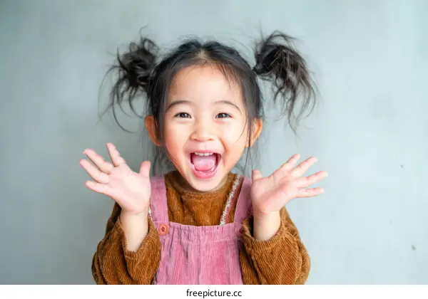 Happy Little Girl Smiling and Waving