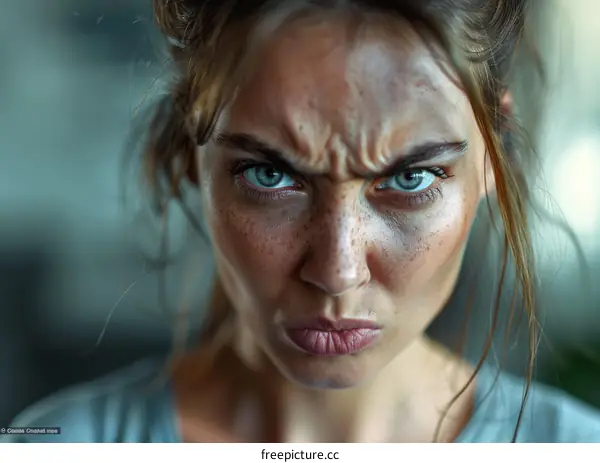 Closeup Portrait of an Angry Woman
