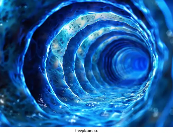 Illustration of inside of human intestine