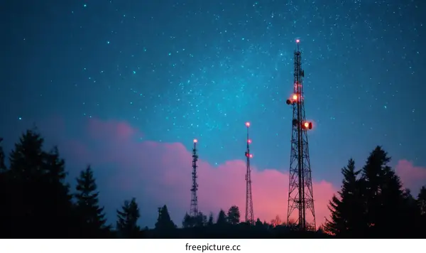 Night Sky with Communication Towers