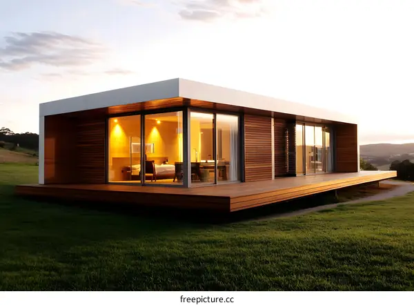 Modern Minimalist House With Wooden Exterior And Large Windows