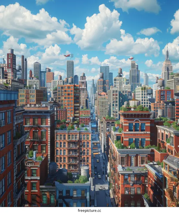 Cityscape Illustration of Urban Buildings