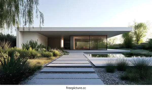Modern Minimalist House with Pool and Garden
