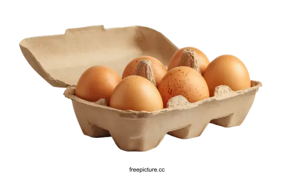 [Transparent Background PNG]Brown Eggs in a Cardboard Carton