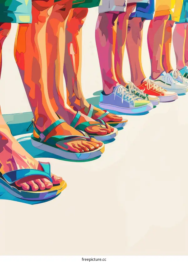 People wearing different footwear