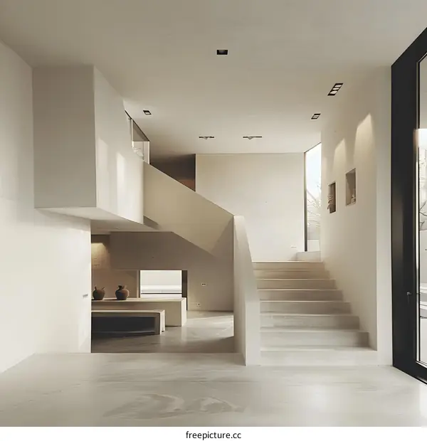 Minimalist Staircase Design in Modern Home Interior