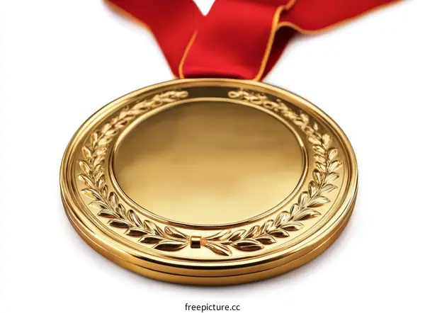 Golden Medal with Red Ribbon Award Achievement