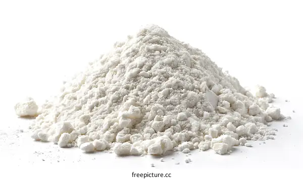 Pile of white powder on white background