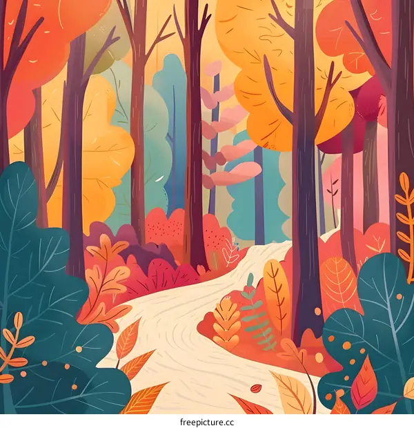 Autumn Forest Path Illustration