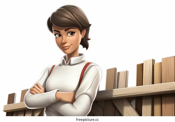 Confident woman standing near a wooden fence