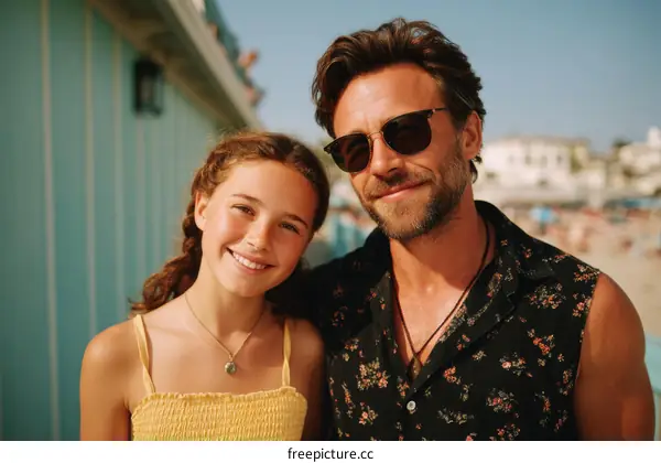 Father and Daughter Smiling Portrait Outdoor
