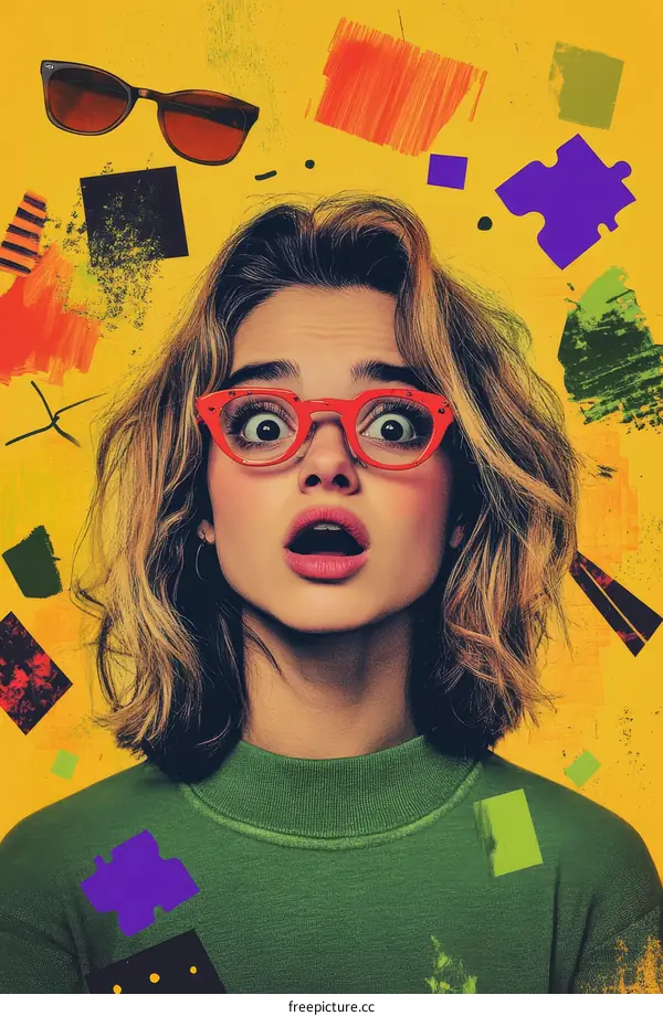Colorful Collage Portrait of a Woman