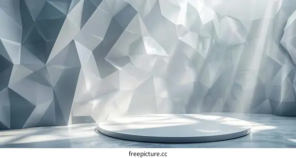 3D rendering of an empty white stage with a spotlight on it