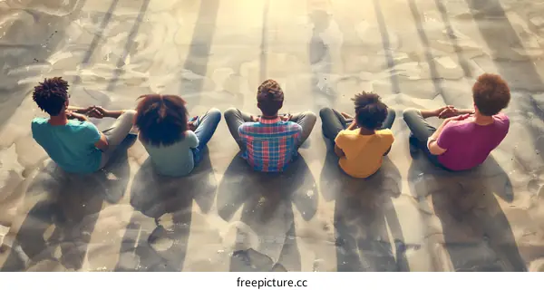 Group of Friends Sitting on Floor Together