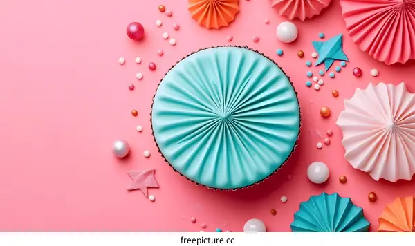 Pastel Colored Decor on Pink Background