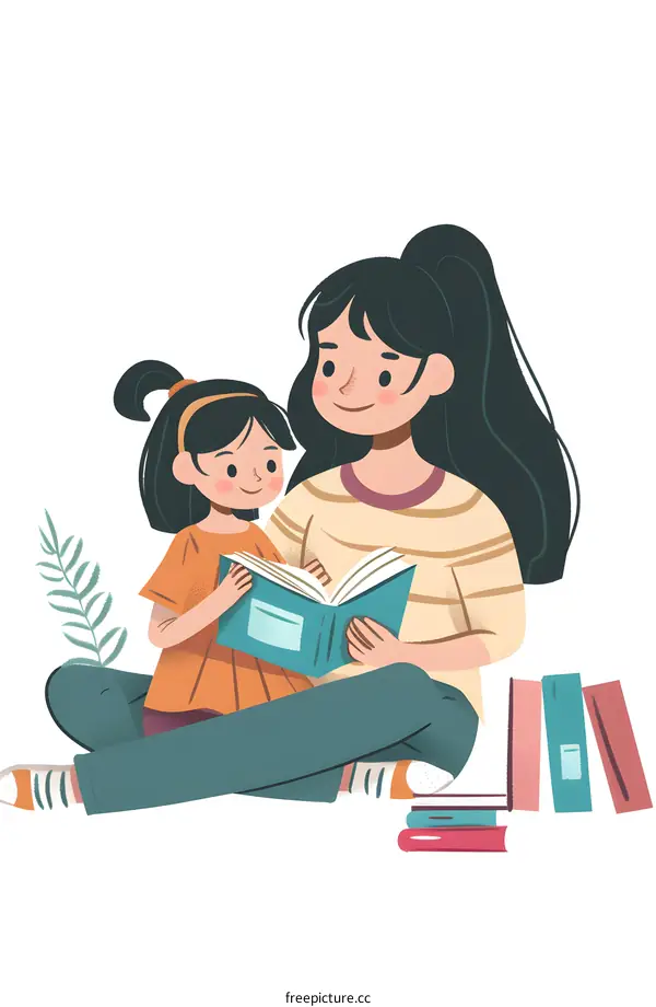 Mother and Daughter Reading Together