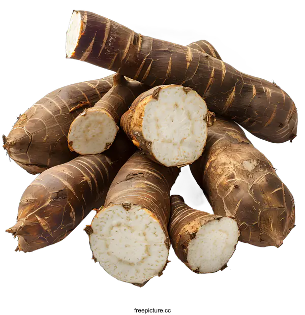 [Transparent Background PNG]Fresh Cassava Root on White Background