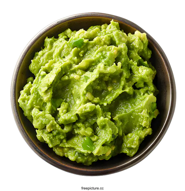 [Transparent Background PNG]Fresh Guacamole in a Bowl