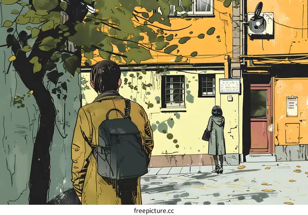 man and woman meet on the street