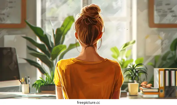 girl looking out the window