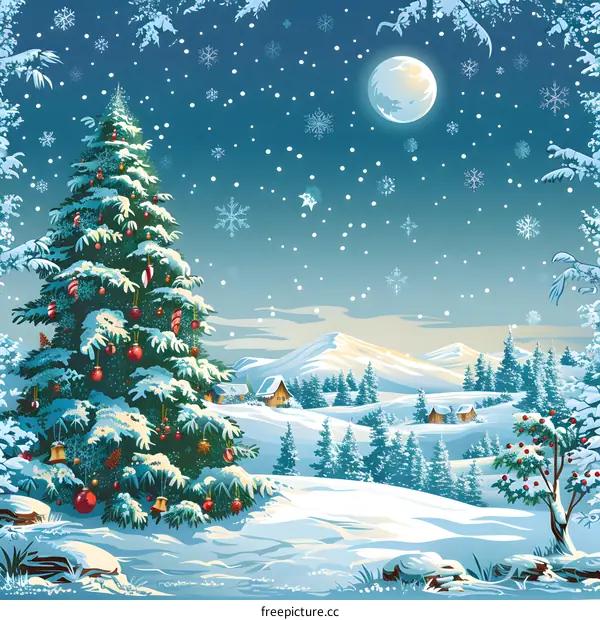 Christmas Snow Scene Illustration