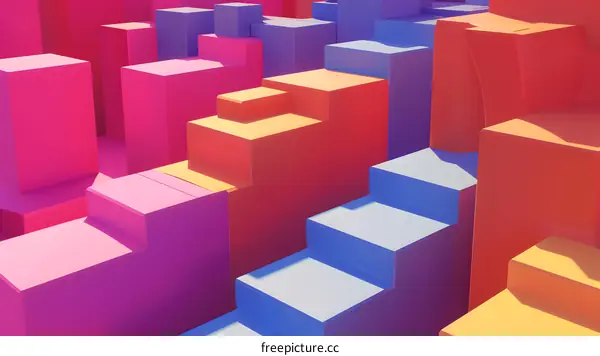 Abstract Colorful Geometric Shapes 3D Illustration