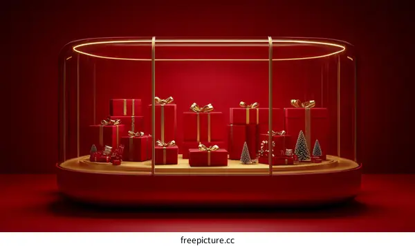 Red Christmas Gift Display Case
