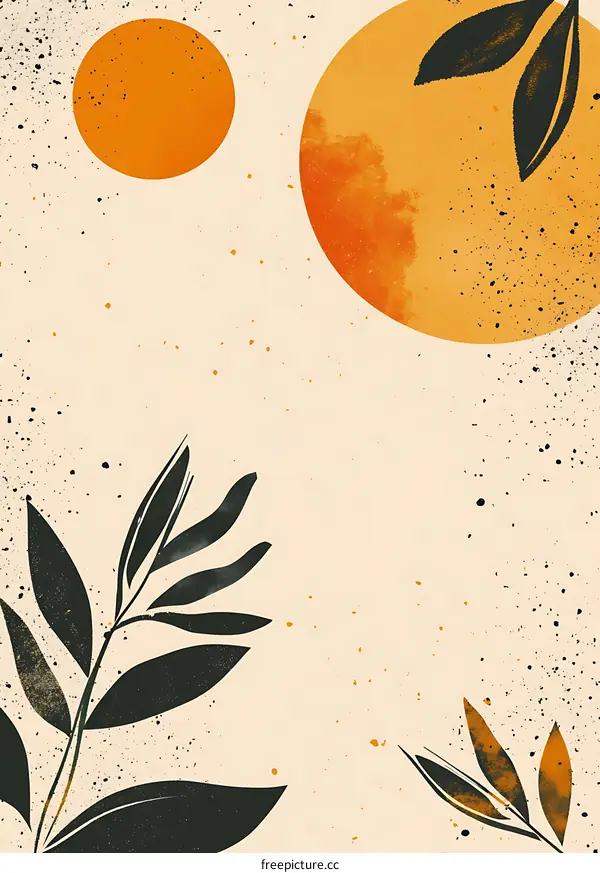 Abstract Art with Orange and Black Elements